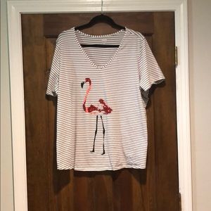 AVENUE BLACK & WHITE FLAMINGO TEE SZ 22-24